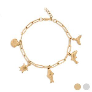 18K Gold PVD Stainless Steel Sea Charm Bracelet | Non-Tarnish Hypoallergenic